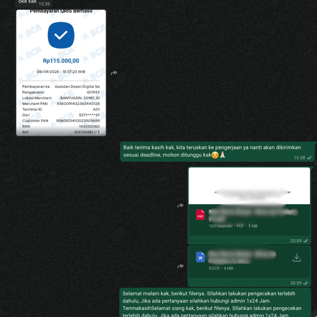 Bukti chat order dan pembayaran customer 5